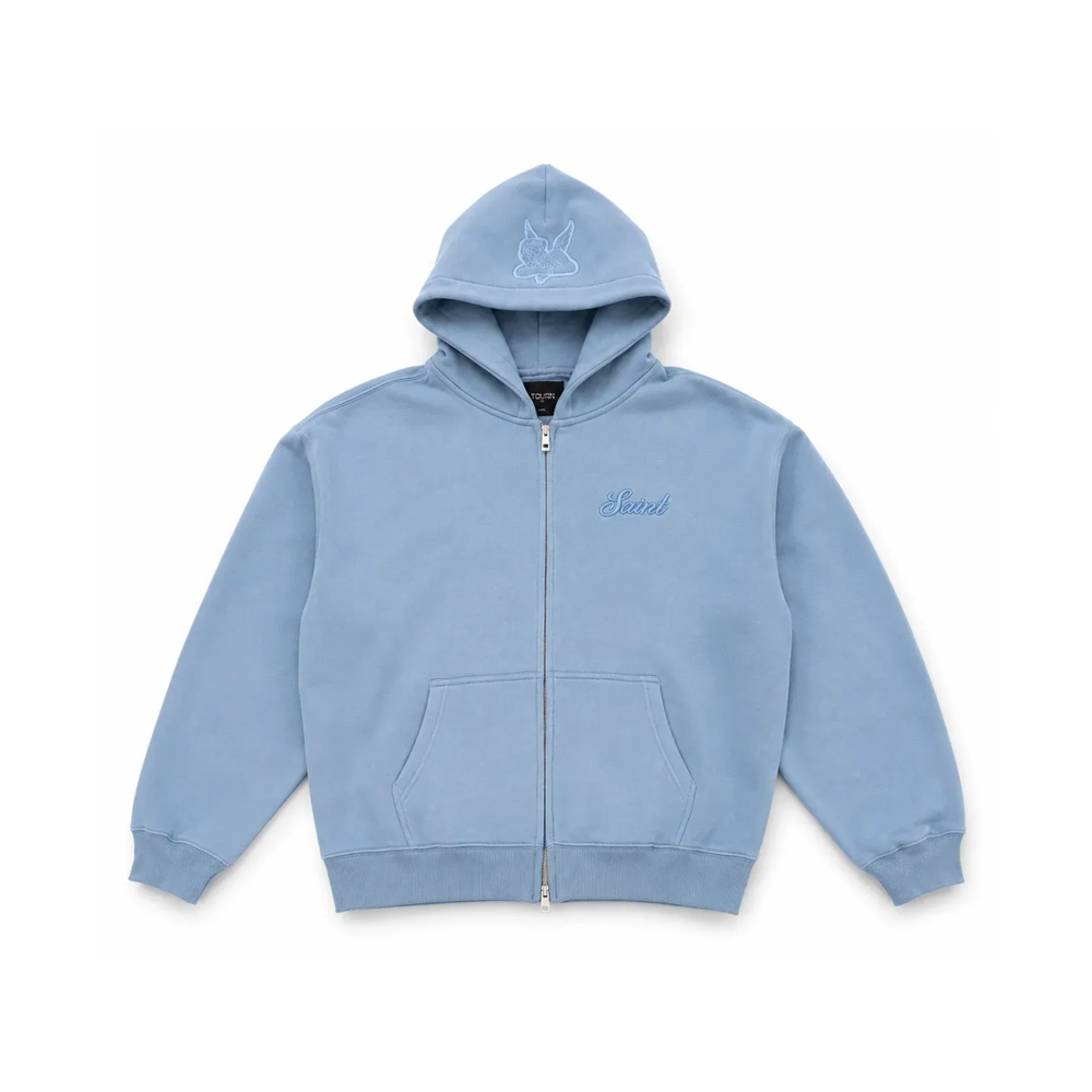 Saint Heavyweight Brushed Zip-Up Light Blue