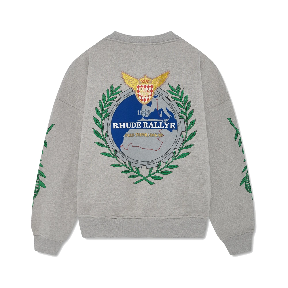 Rhude Tripoli Wreath Crewneck Heather Grey / Green / Blue