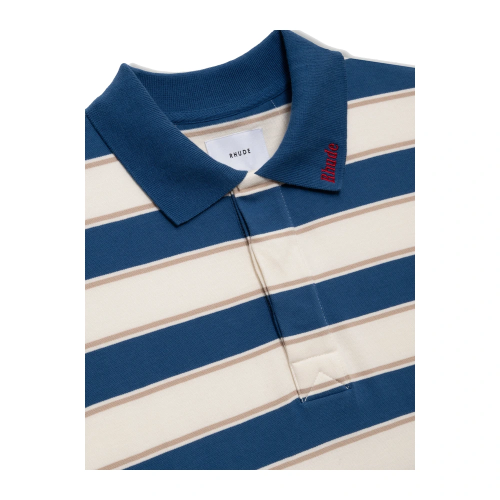 Rhude Fontaine Striped SS Polo Shirt White / Navy / Red