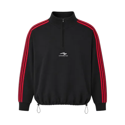 CBM French Terry Striped Quarter Zip Redline