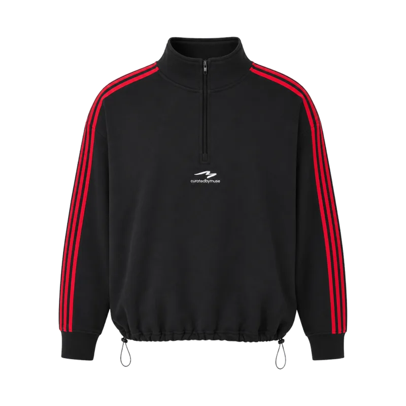 CBM French Terry Striped Quarter Zip Redline