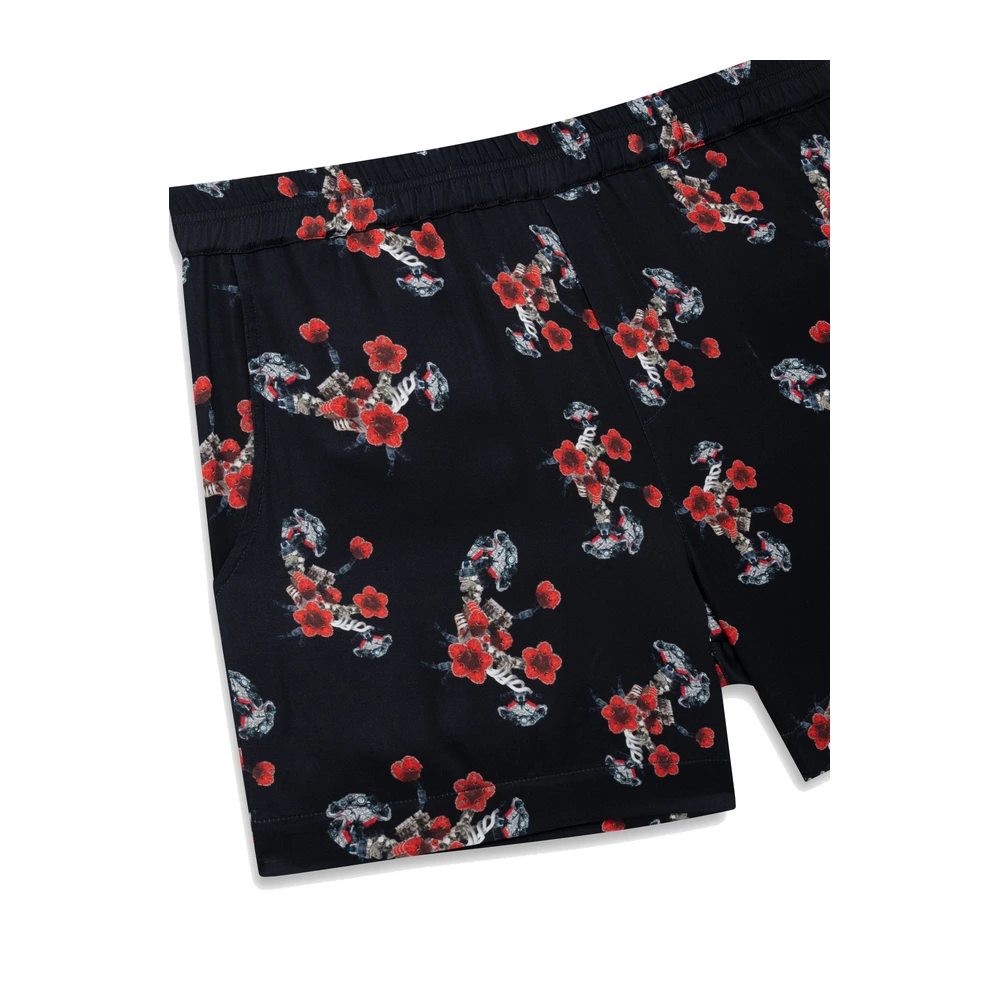 Rhude Turbo Floral PJ Shorts Black / Red / Multi