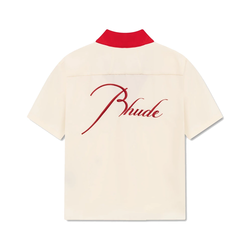 Rhude Rico Contrast Bowling Shirt Red / White