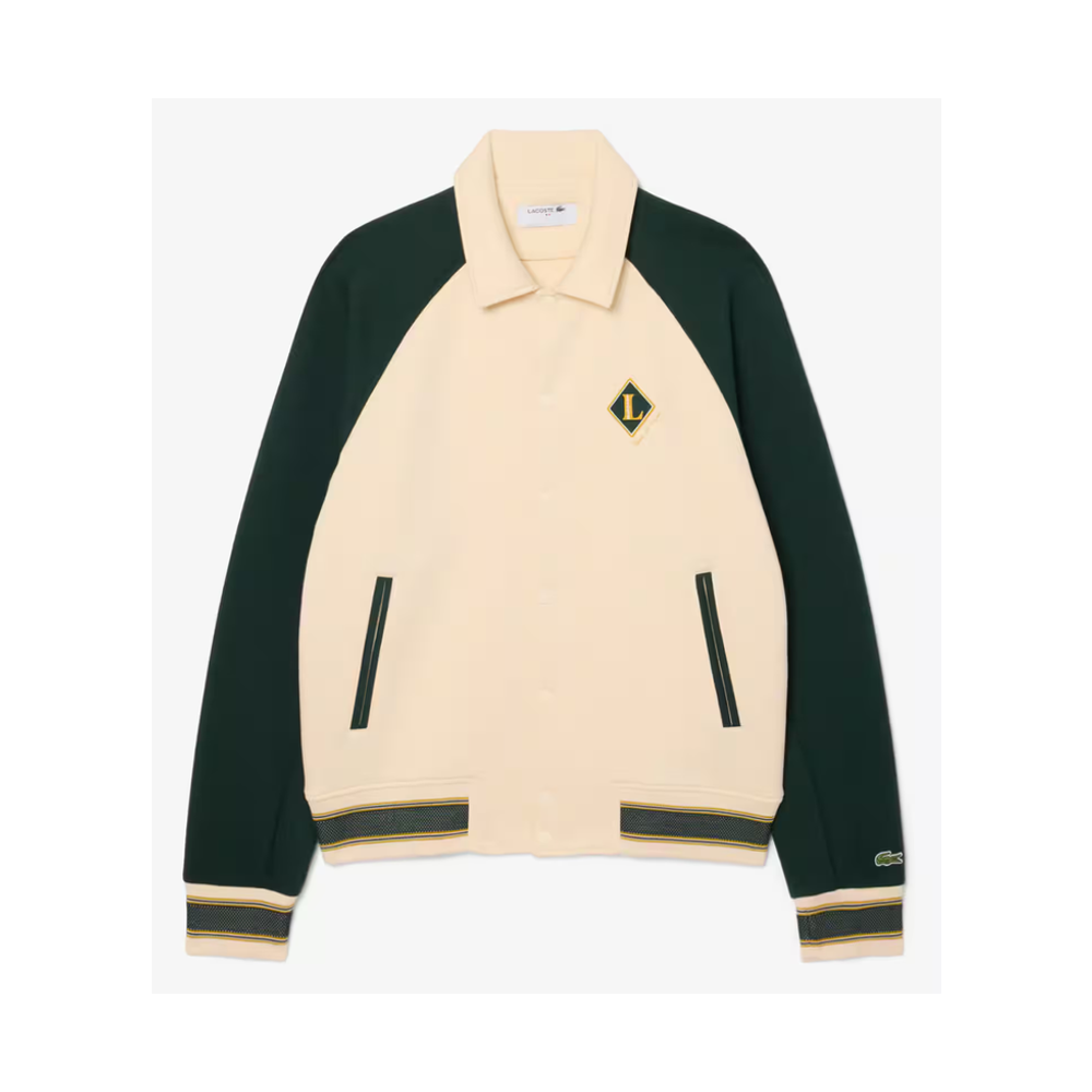 Lacoste French Made Varsity Badge Jacket Beige/Green