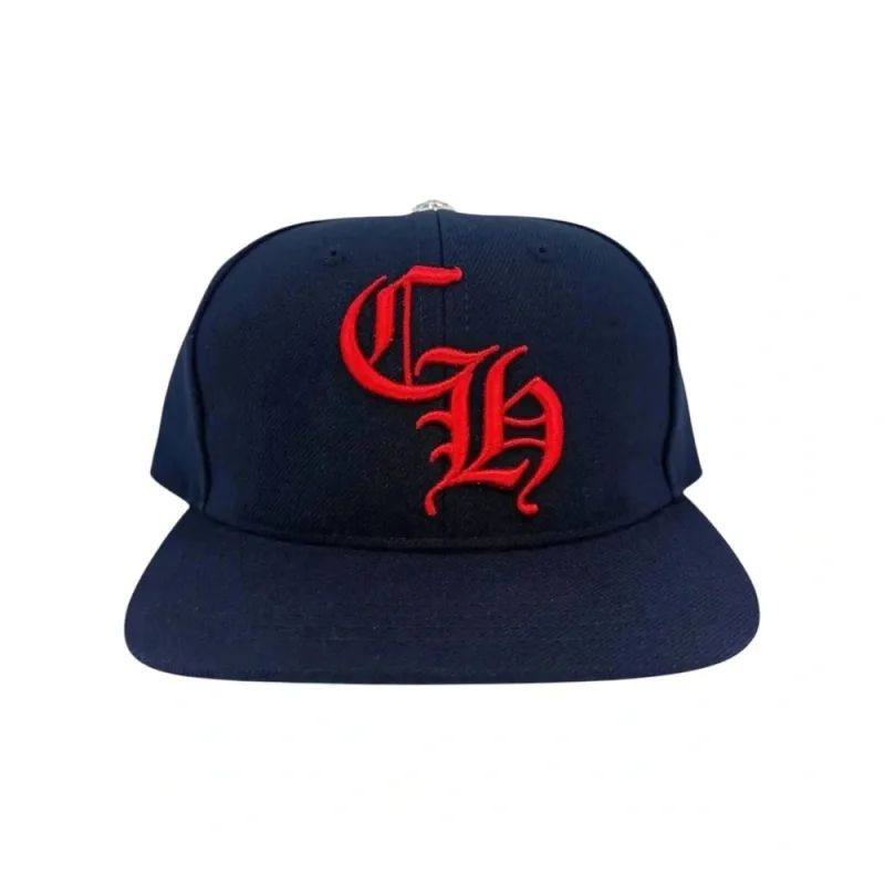 Chrome Hearts Embroidered CH Logo Baseball Hat Navy Red
