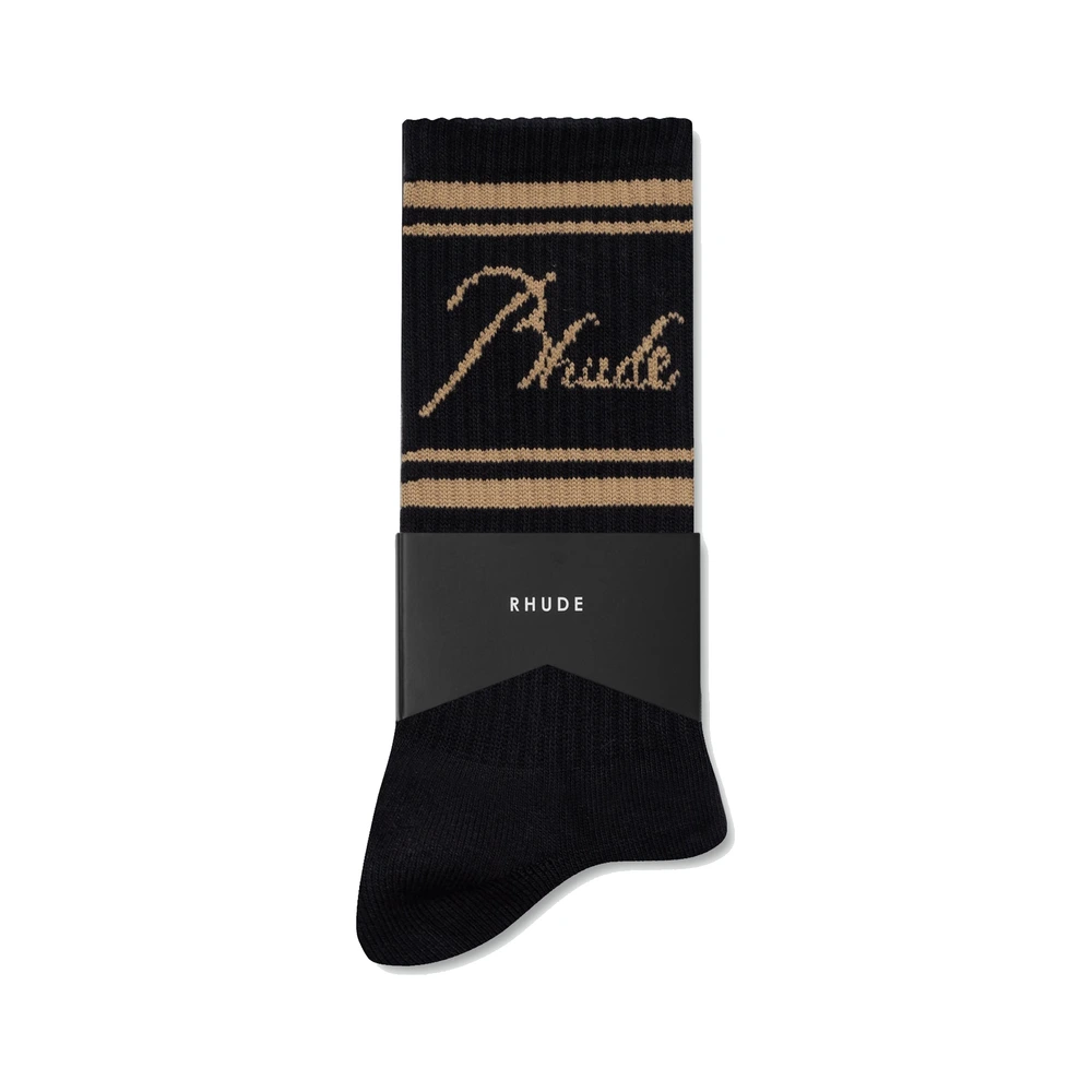 Rhude Script Logo Sock Black / Gold