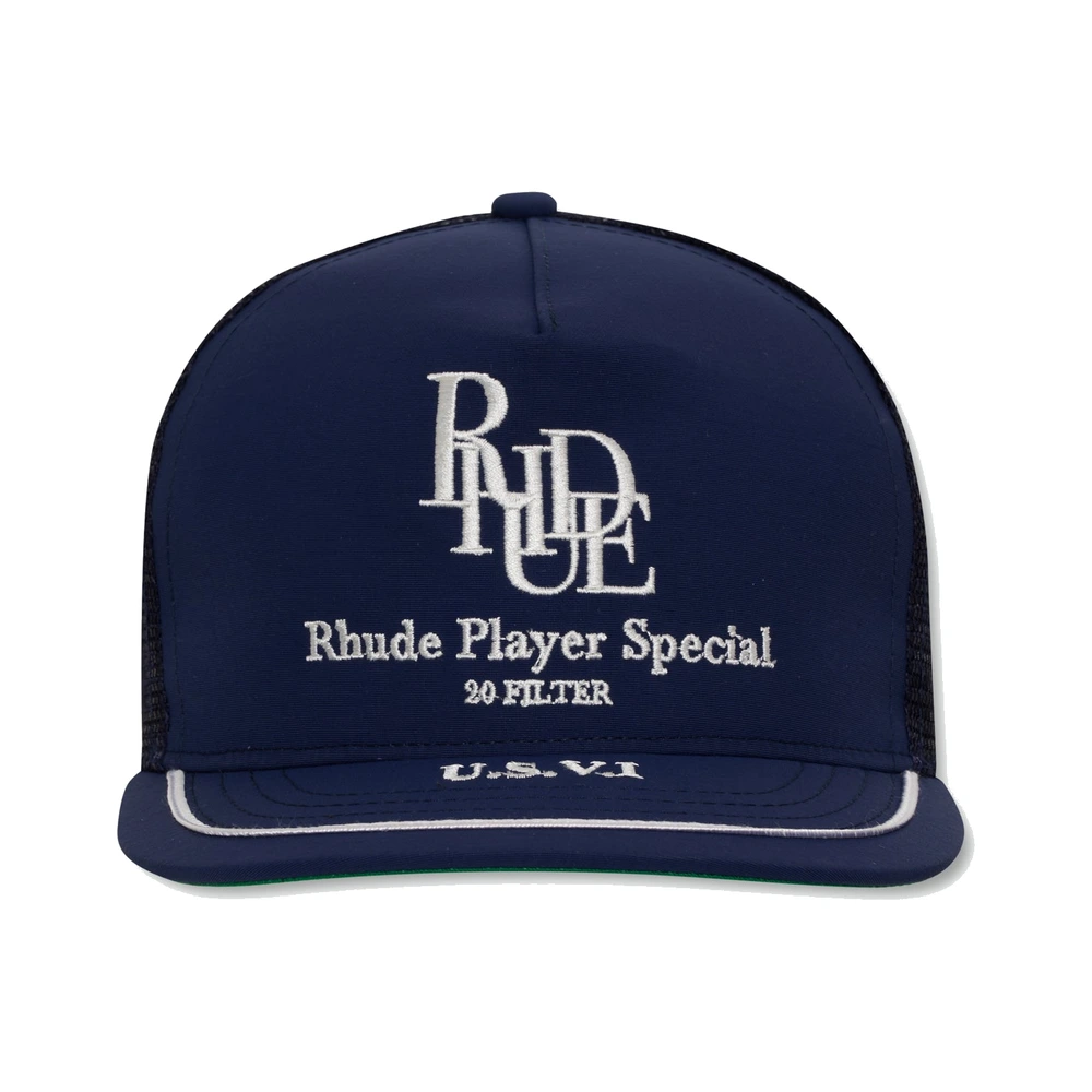 Rhude Player Special Trucker Hat Navy / White