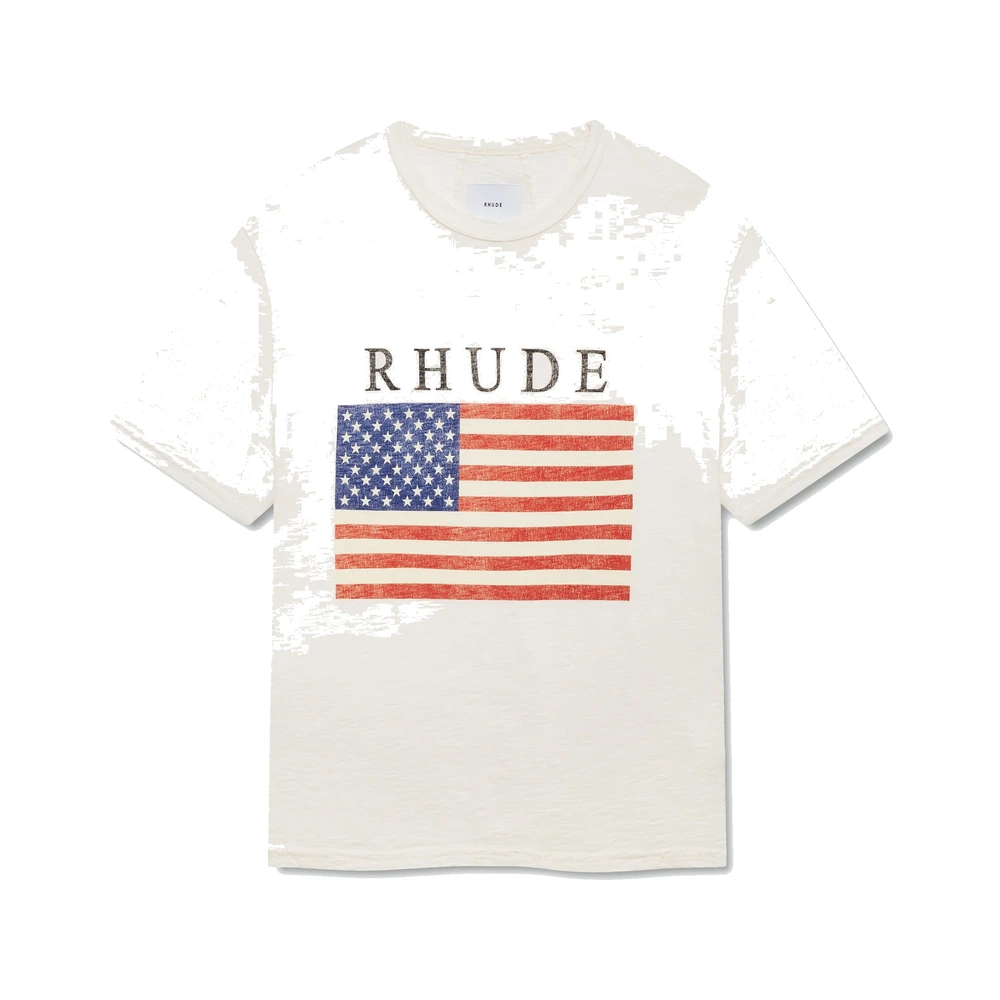 Rhude Usa Flag Slub Tee Vintage White