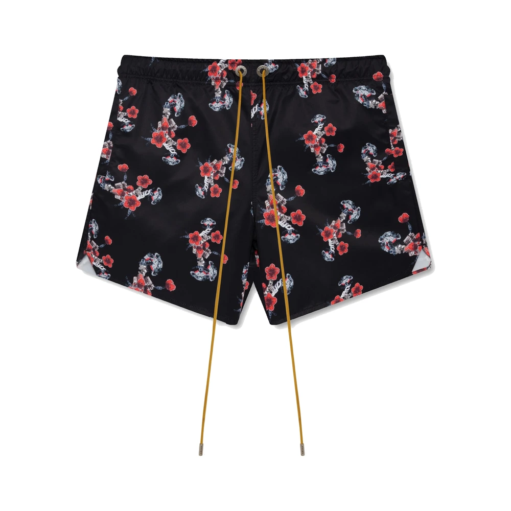Rhude Turbo Floral Swim Trunks Black / Red / Multi