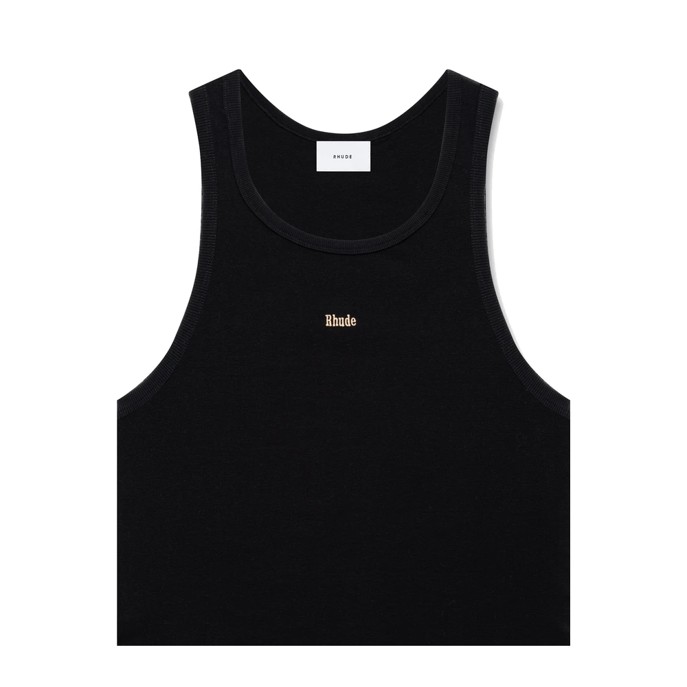 Rhude Logo Ribbed Tank Top Black (RHSS26TA01361-BLT)
