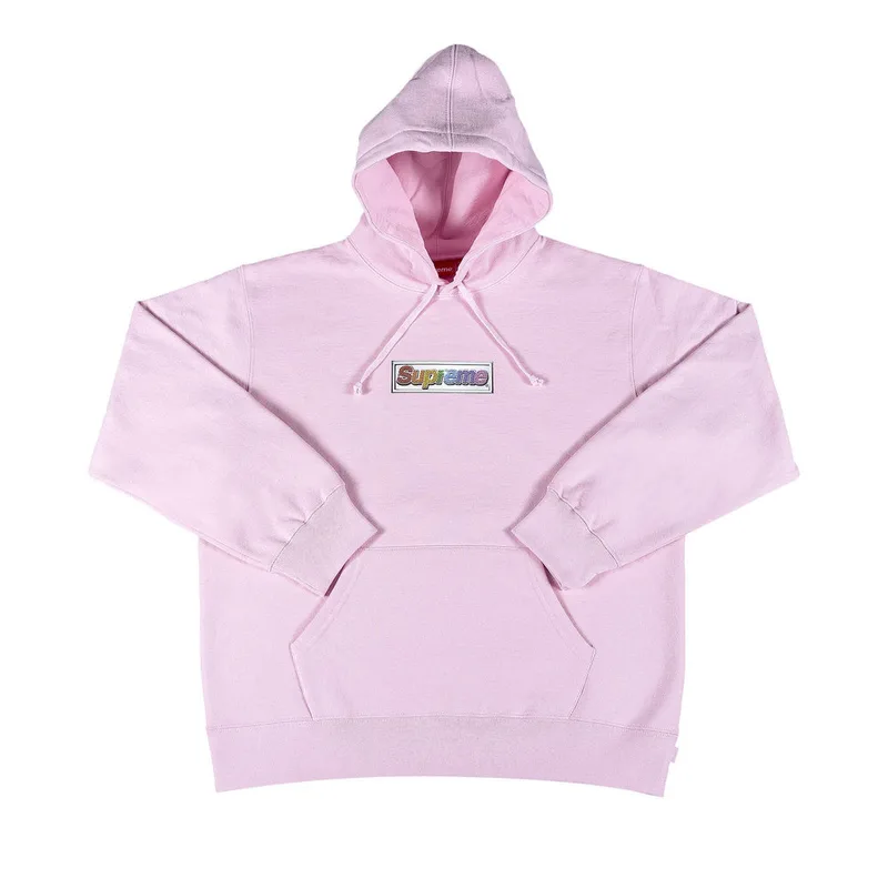 Supreme Bling Box Logo Hooded Sweatshirt Light Pink