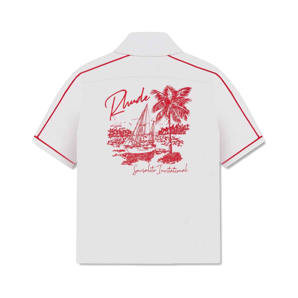 Rhude Sausalito Invitational Bowling Shirt Red / White