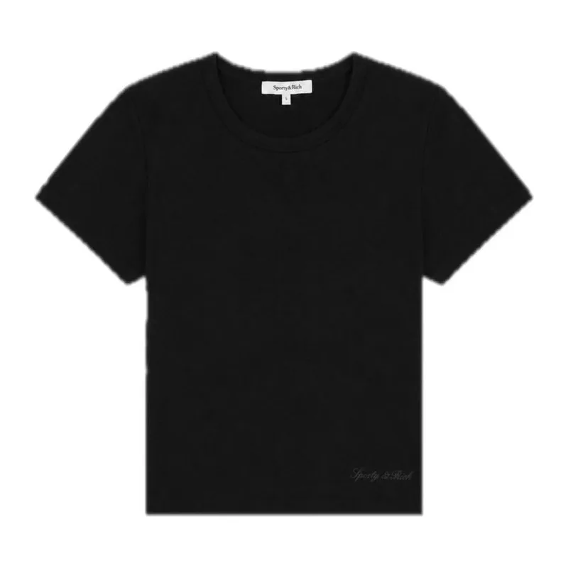 Sporty & Rich Vanessa Signature Logo Comfort Baby Tee Black
