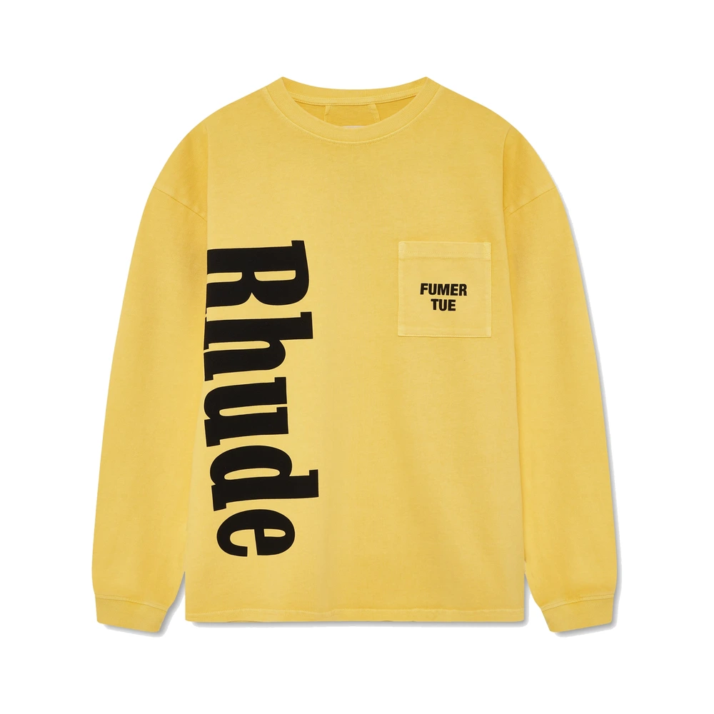 Rhude Logo Pocket LS Tee Washed Yellow / Black