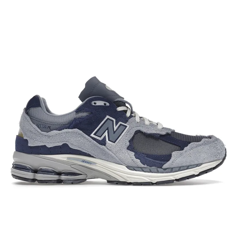 New Balance 2002R Protection Pack Light Arctic Grey Purple shoe, lateral side on white