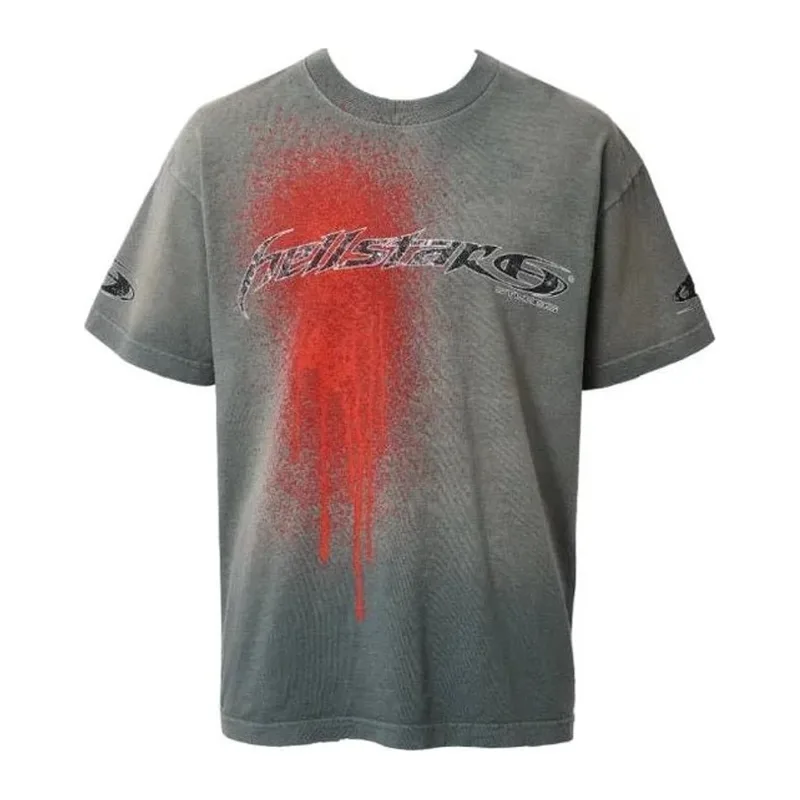 Hellstar Spray Paint Logo T-Shirt Grey