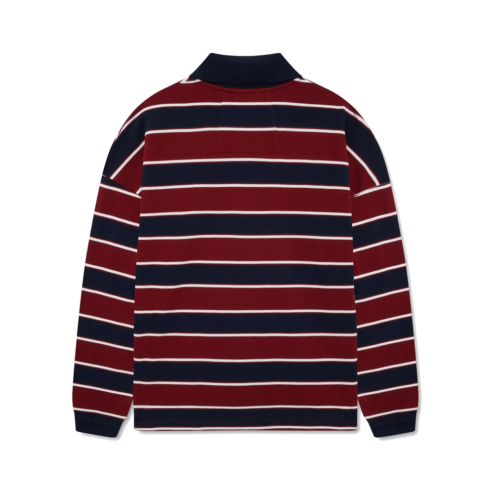 Rhude Fontaine Striped LS Polo Shirt Bordeaux / Blue / White