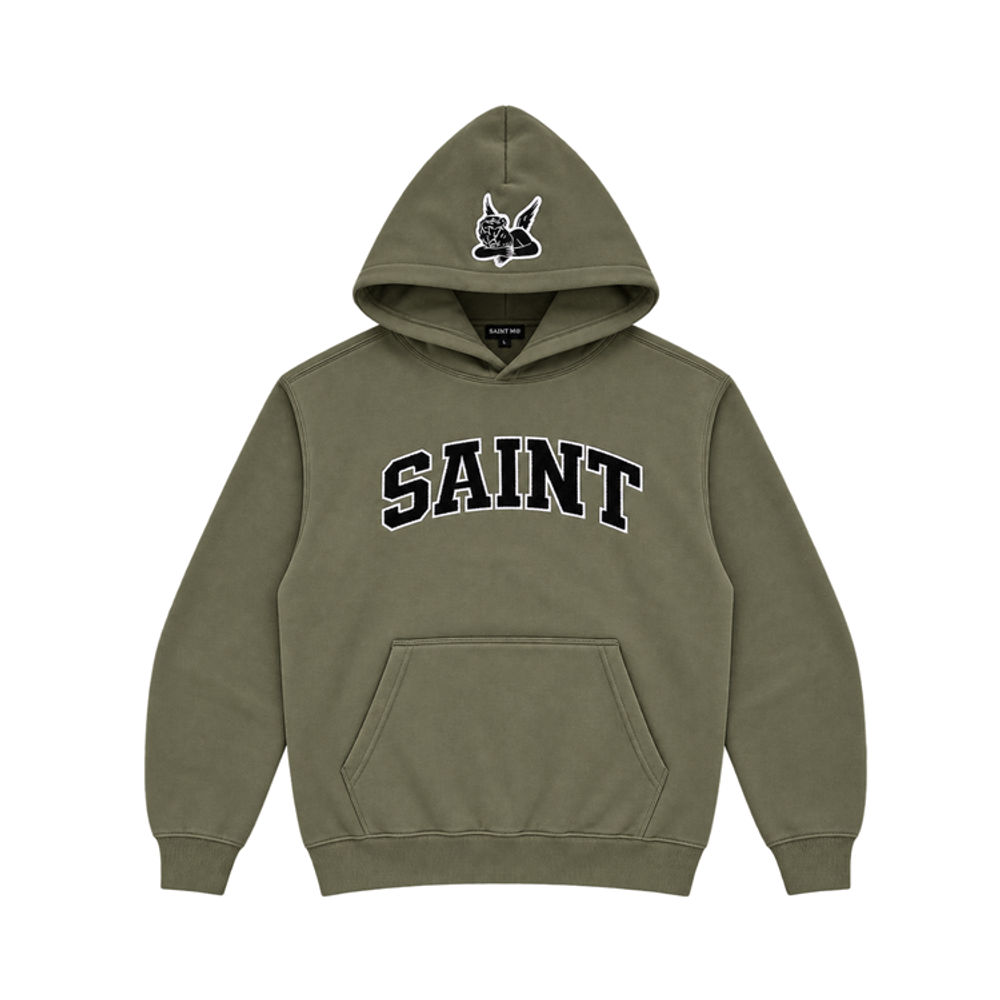 Saint Heavyweight Brushed Hoodie Olive Grove