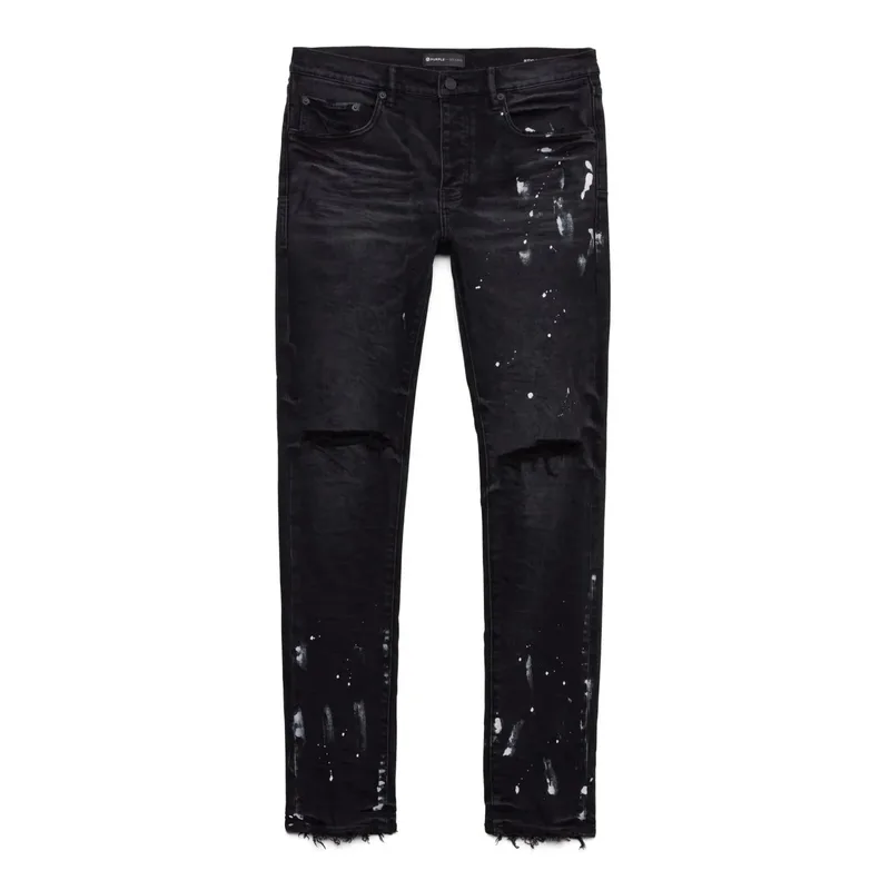 Purple Brand P001 Worn Black Knee Slit Jeans