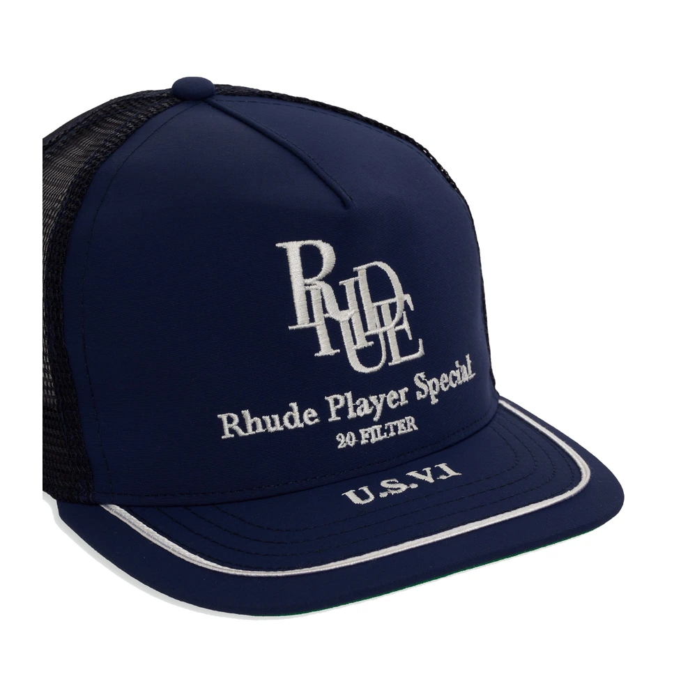 Rhude Player Special Trucker Hat Navy / White