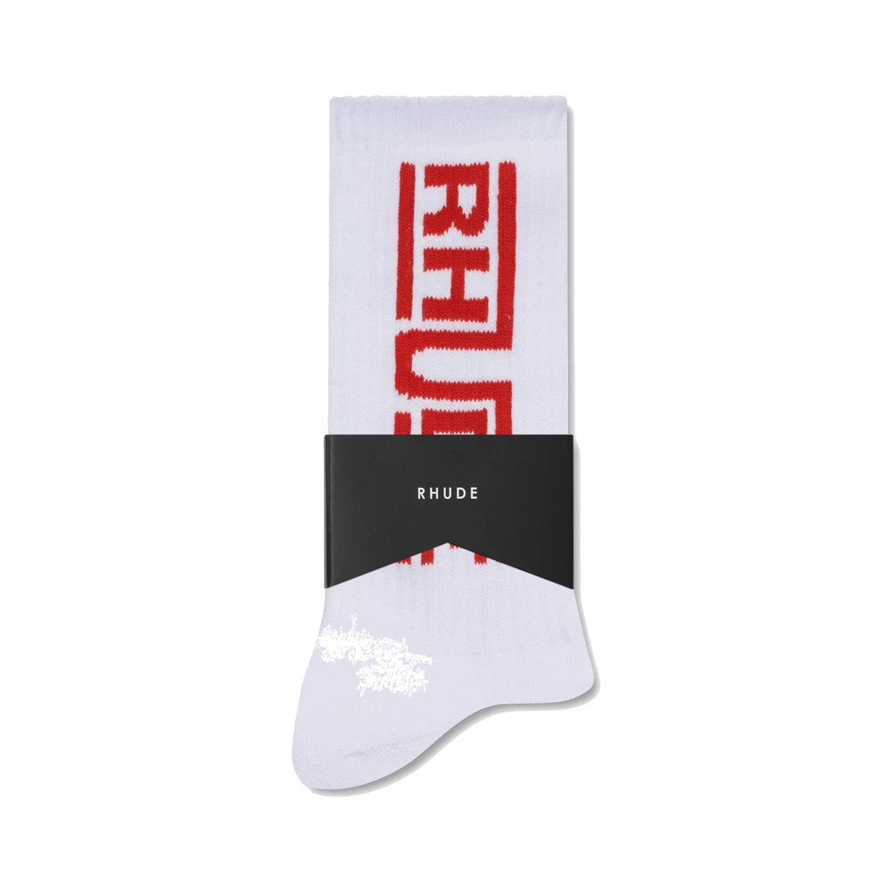 Rhude Champions Logo Sock Red / White