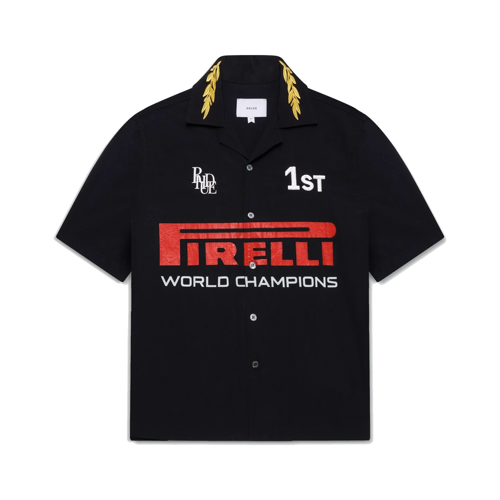 Rhude x Pirelli Champions Button-Up Shirt Black