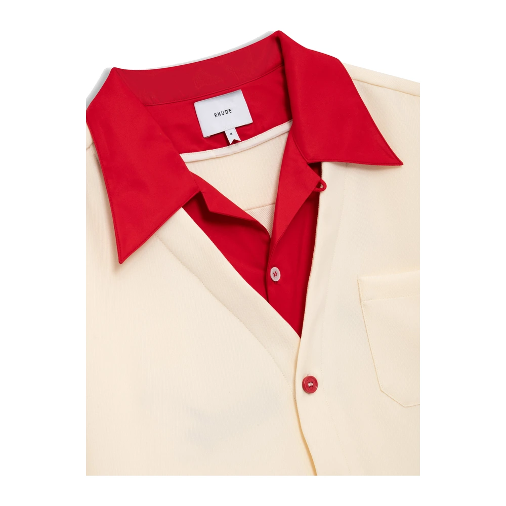Rhude Rico Contrast Bowling Shirt Red / White