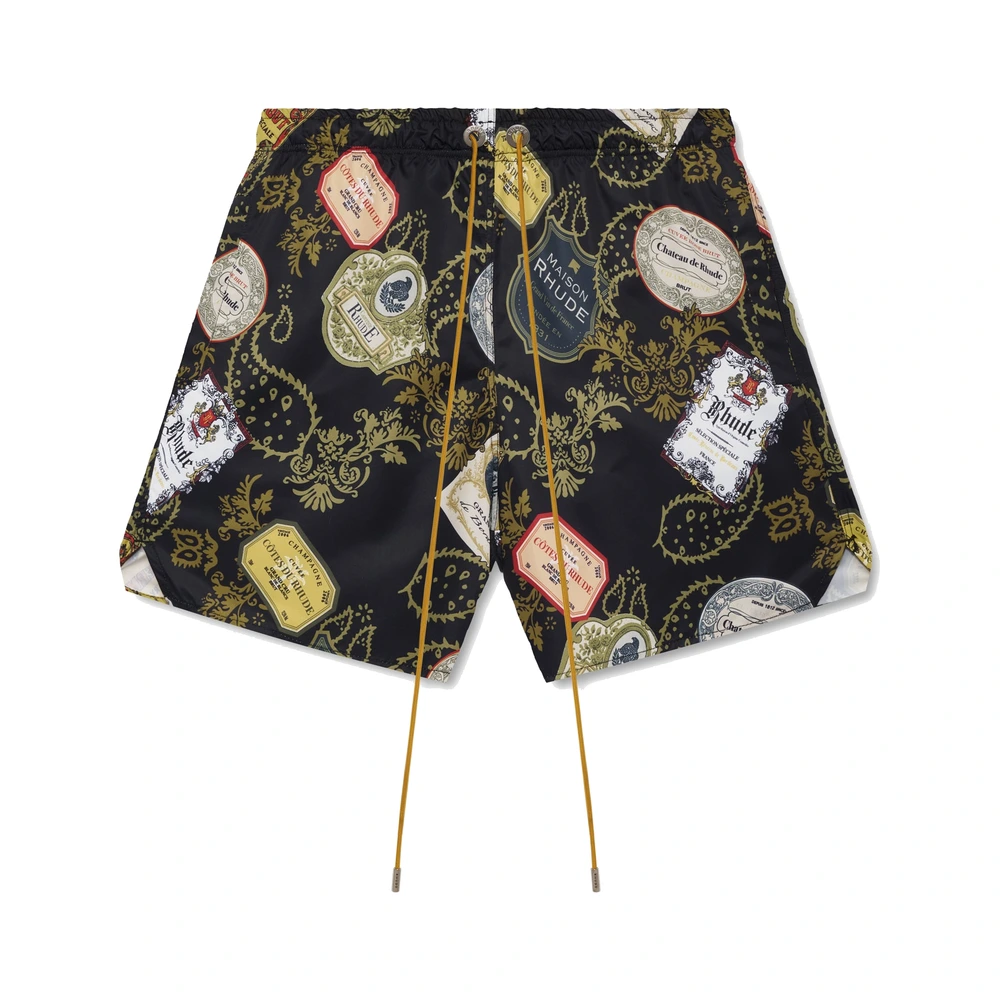 Rhude Vin Bandana Print Swim Shorts Black / Multi