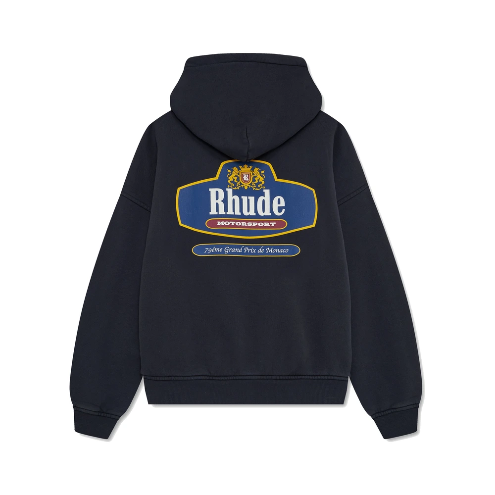 Rhude Racing Crest Zip-Up Hoodie Vintage Black / Navy