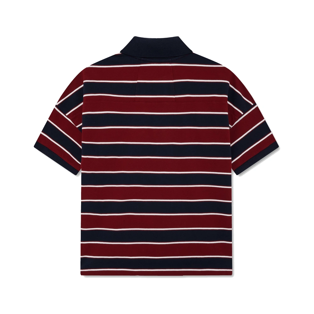 Rhude Fontaine Striped SS Polo Shirt Bordeaux / Blue / White