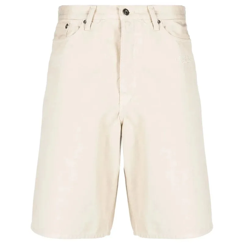 Off-White Wave Off Canvas Shorts Beige