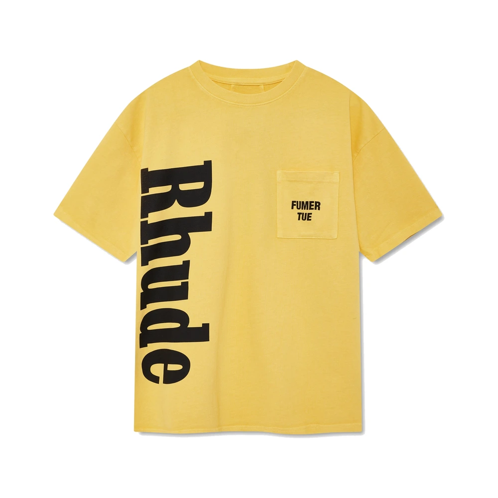Rhude Logo Pocket Tee Washed Yellow / Black
