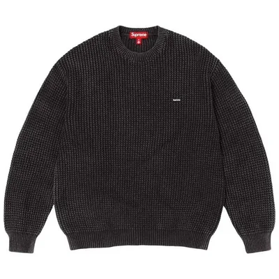 Supreme Washed Small Box Waffle Sweater Black