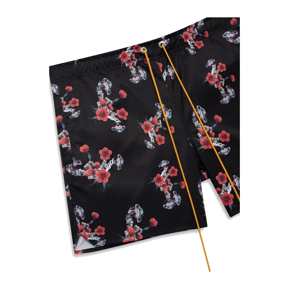 Rhude Turbo Floral Swim Trunks Black / Red / Multi