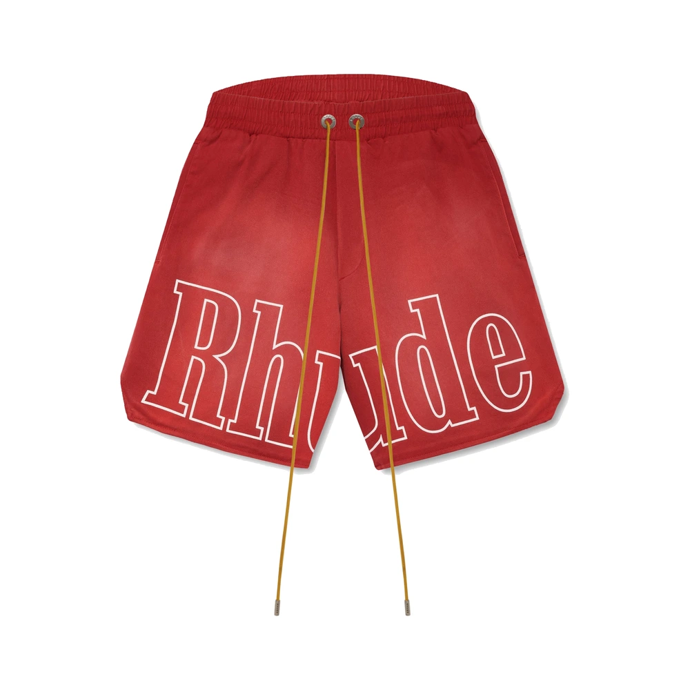 Rhude Washed Rh Logo Track Short Washed Red / White