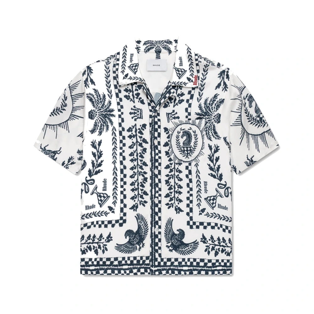 Rhude Regista Tile Print Button-Up Shirt White