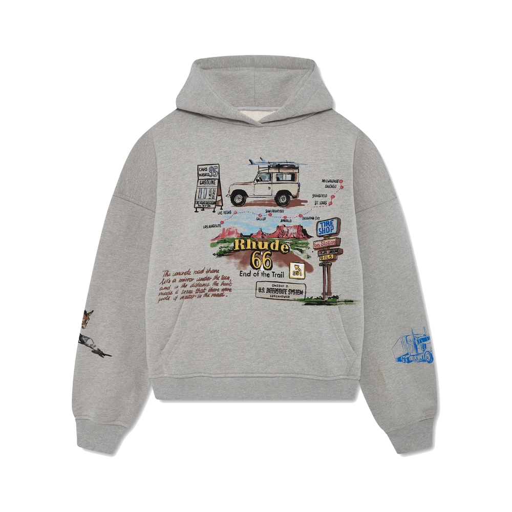 Rhude Highway One Hoodie Heather Grey / Multi