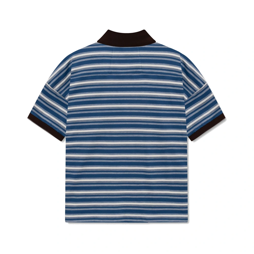Rhude Fontaine Striped SS Polo Shirt Navy / White / Brown