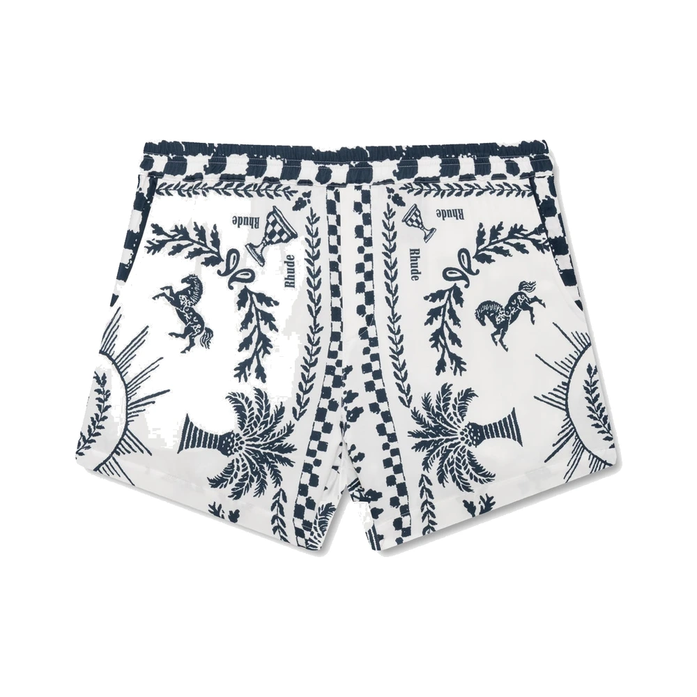 Rhude Regista Tile PJ Shorts Navy / White