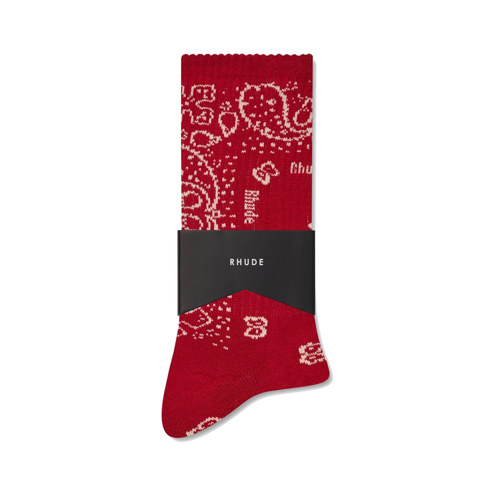 Rhude Bandana Sock Red / White