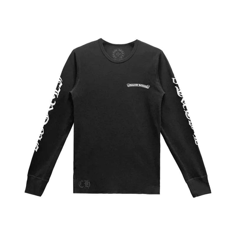 Chrome Hearts SCROLL LOGO THERMAL LONG SLEEVE T-SHIRT BLACK