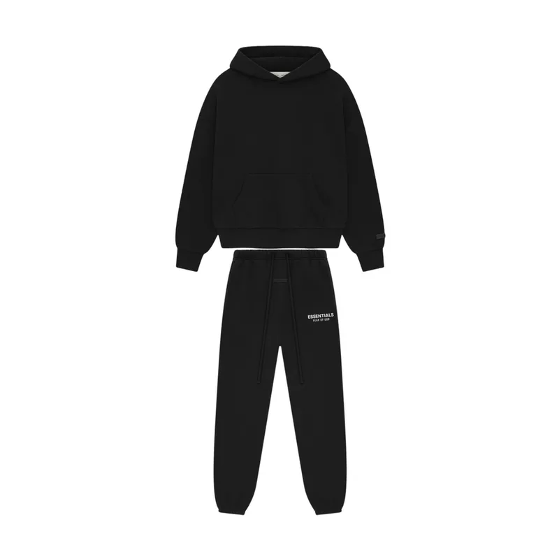 Fear of God Essentials Classic Fit Fleece Tracksuit Jet Black