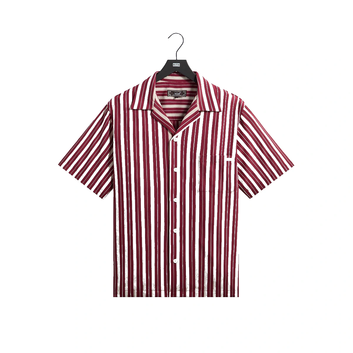 Kith Barre Stripe Thompson Camp Collar Shirt Plum