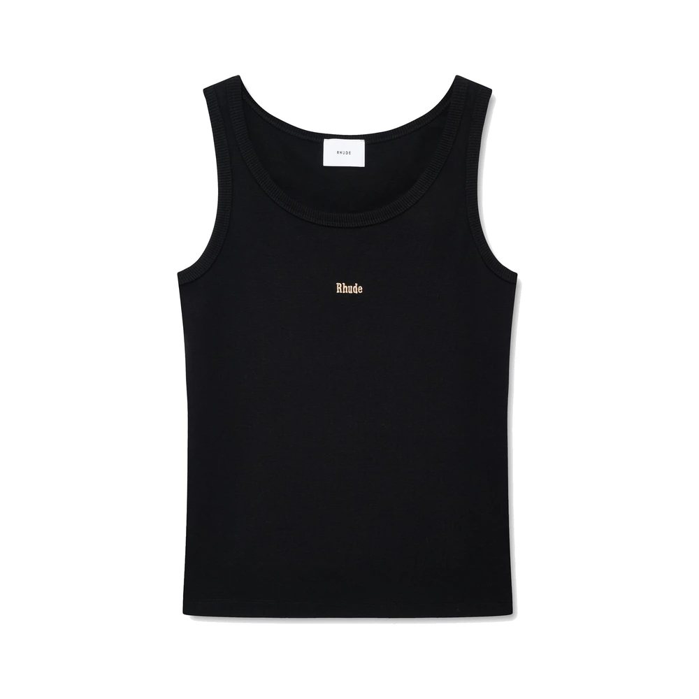 Rhude Logo Ribbed Tank Top Black (RHPF26TA01218-BLK)
