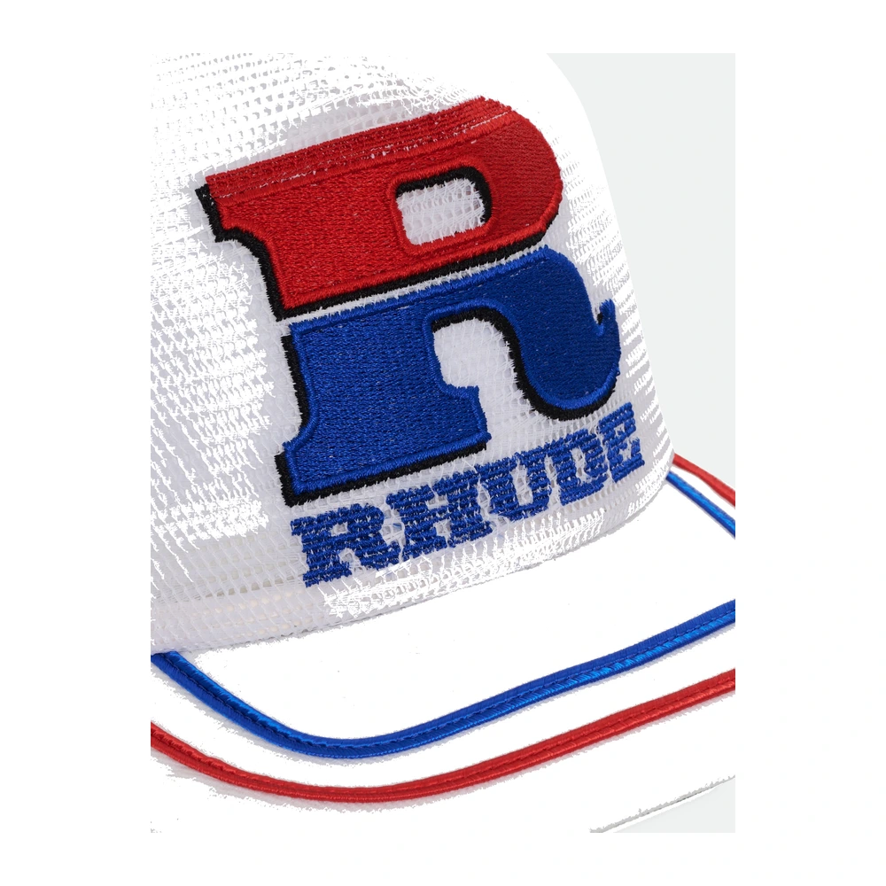 Rhude Split Petrol Logo Mesh Trucker Hat White / Blue / Red