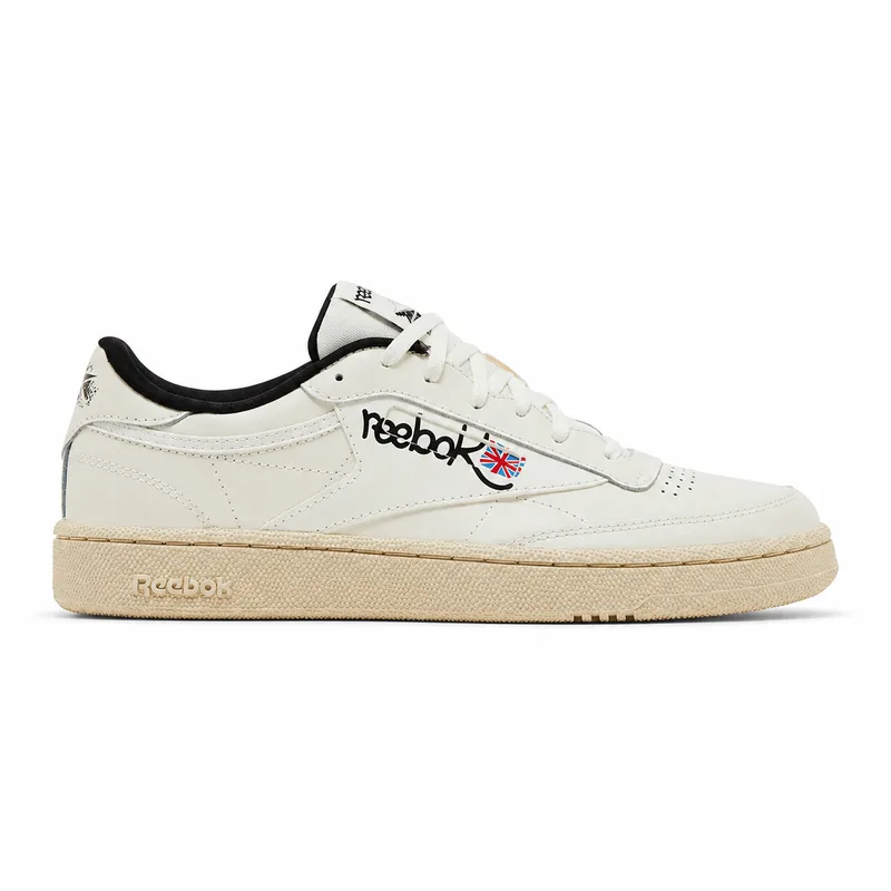 Reebok Club C 85 Chalk Core Black (Men's) — right-facing side profile on white
