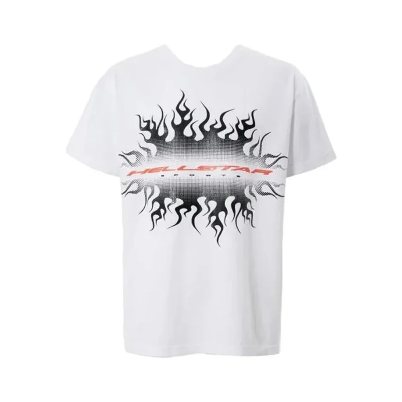 Hellstar Gradient Flame Sports Logo T-Shirt White