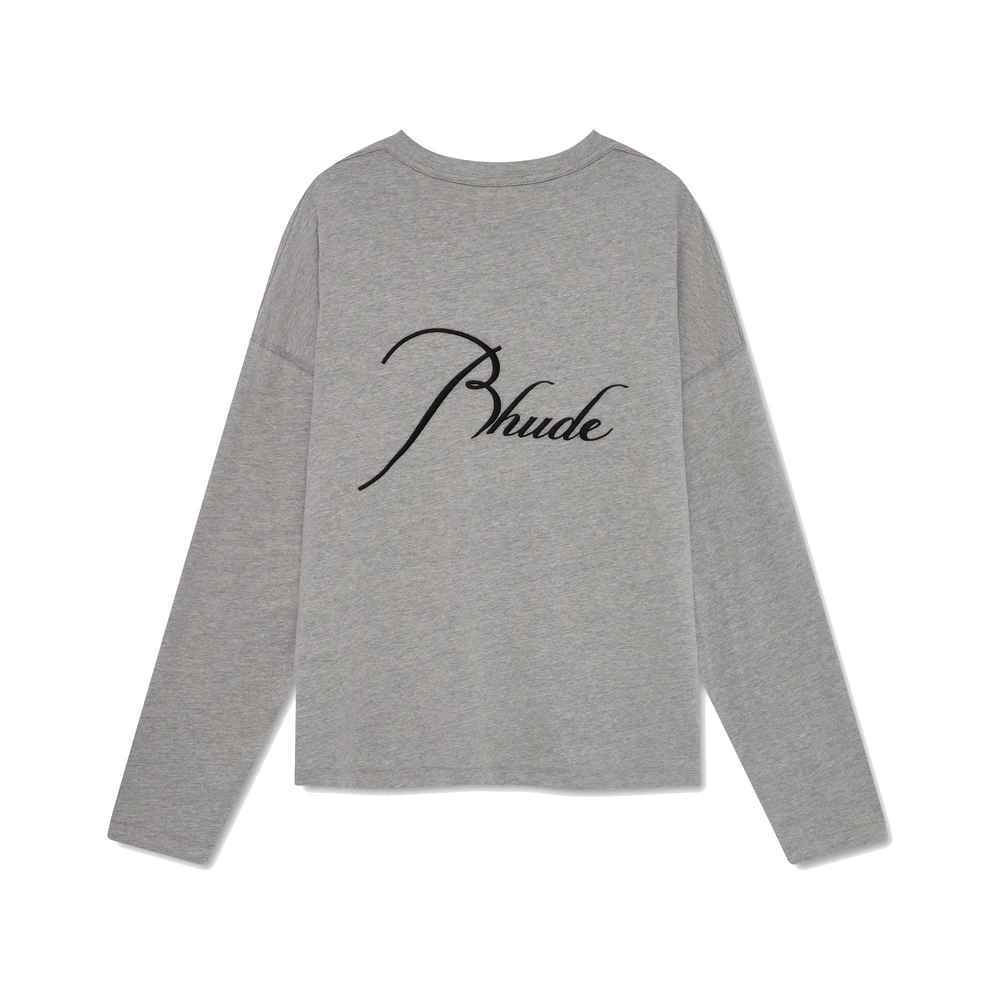 Rhude Classique Reverse LS Tee Heather Grey