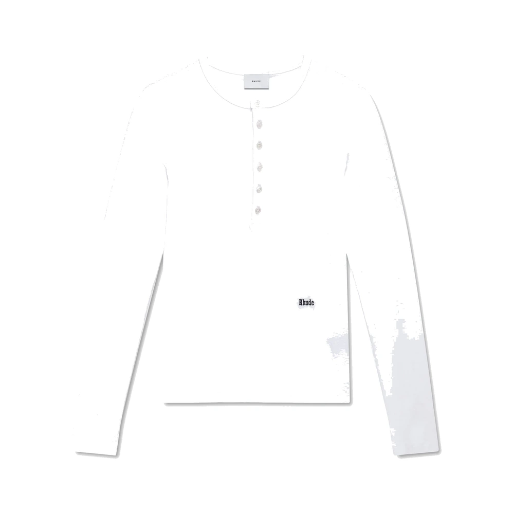Rhude Logo Henley LS Tee White