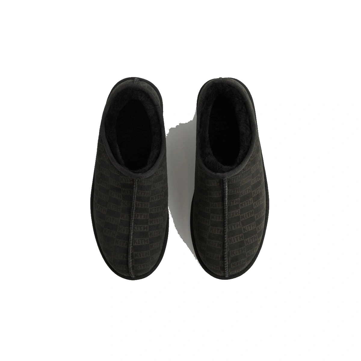 Kith Monogram Shearling Slippers Black